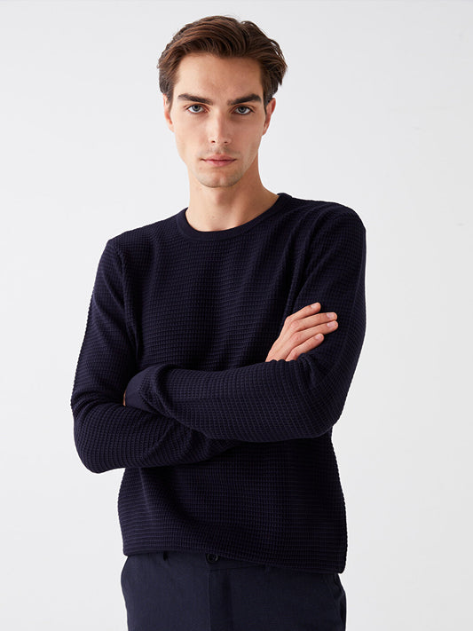 Crew Neck Long Sleeve Men's Knitwear Sweater