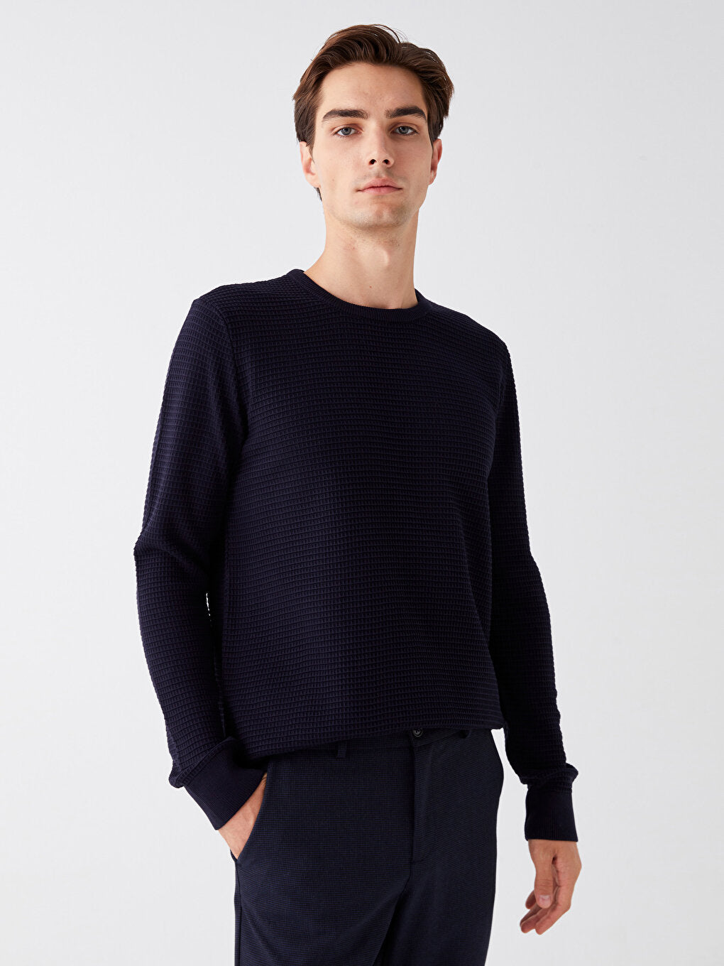 Crew Neck Long Sleeve Men's Knitwear Sweater