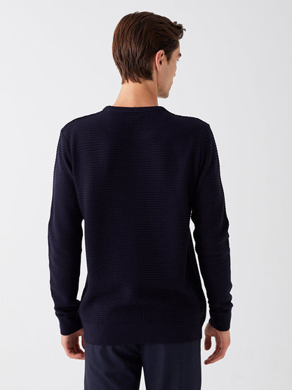 Crew Neck Long Sleeve Men's Knitwear Sweater