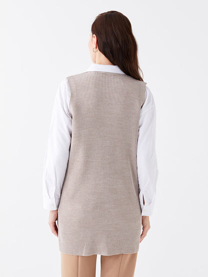 Women's V-Neck Plain Knitwear Vest