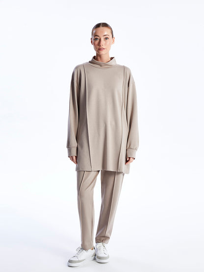 High Collar Plain Long Sleeve Women's Tunic