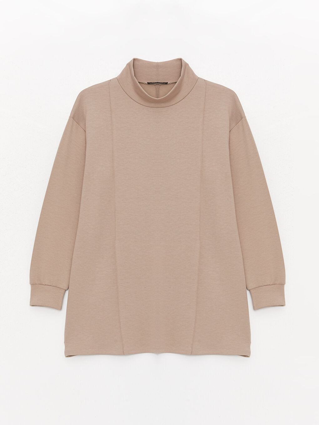 High Collar Plain Long Sleeve Women's Tunic