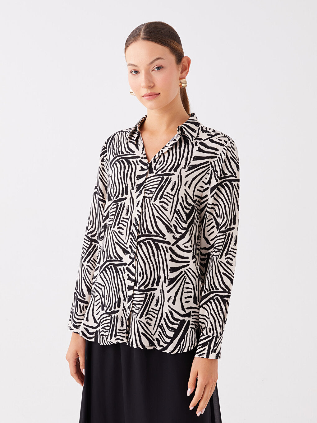 Patterned Long Sleeve Women's Shirt