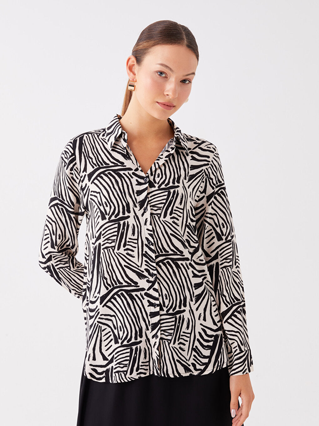 Patterned Long Sleeve Women's Shirt