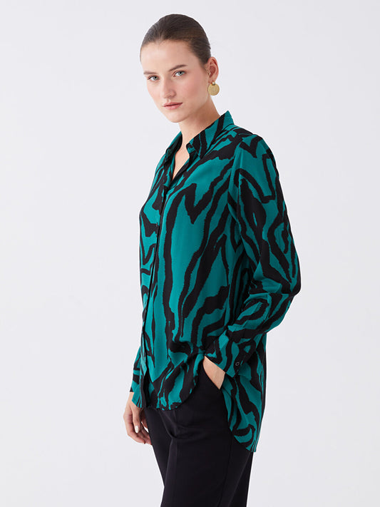 Patterned Long Sleeve Women's Shirt