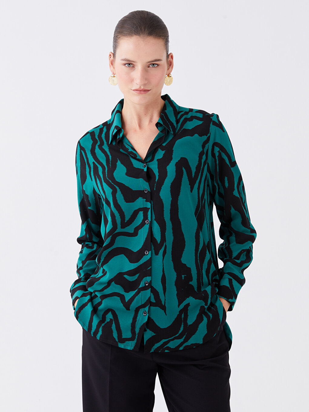 Patterned Long Sleeve Women's Shirt