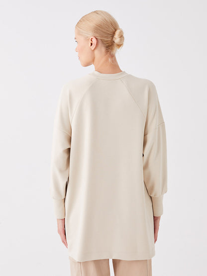 Crew Neck Plain Long Sleeve Oversized Women's Tunic