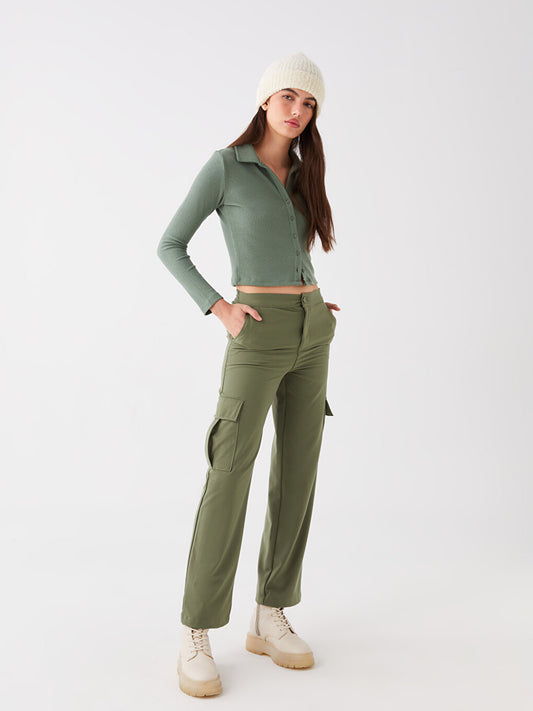 Standard Fit Gabardine Women's Cargo Trousers