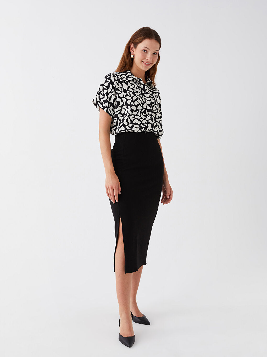 Straight Women's Pencil Skirt with Elastic Waist