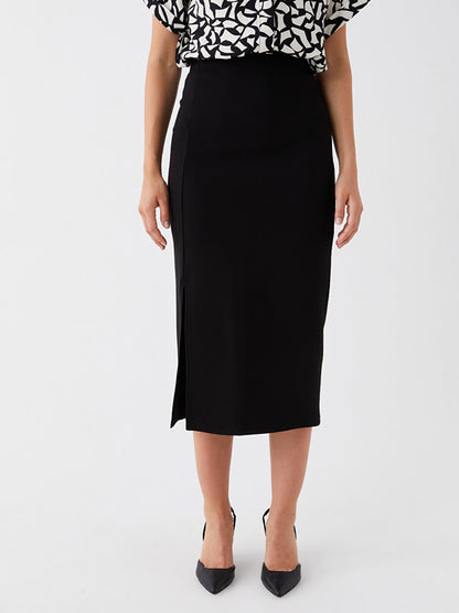 Straight Women's Pencil Skirt with Elastic Waist