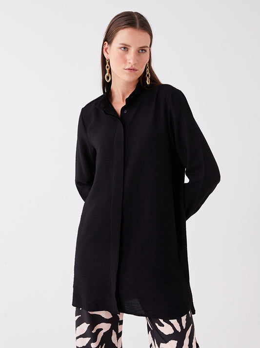 Magnificent Collar Plain Long Sleeve Women's Tunic