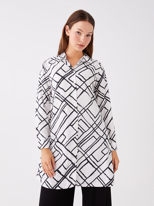 Patterned Long Sleeve Women's Shirt Tunic