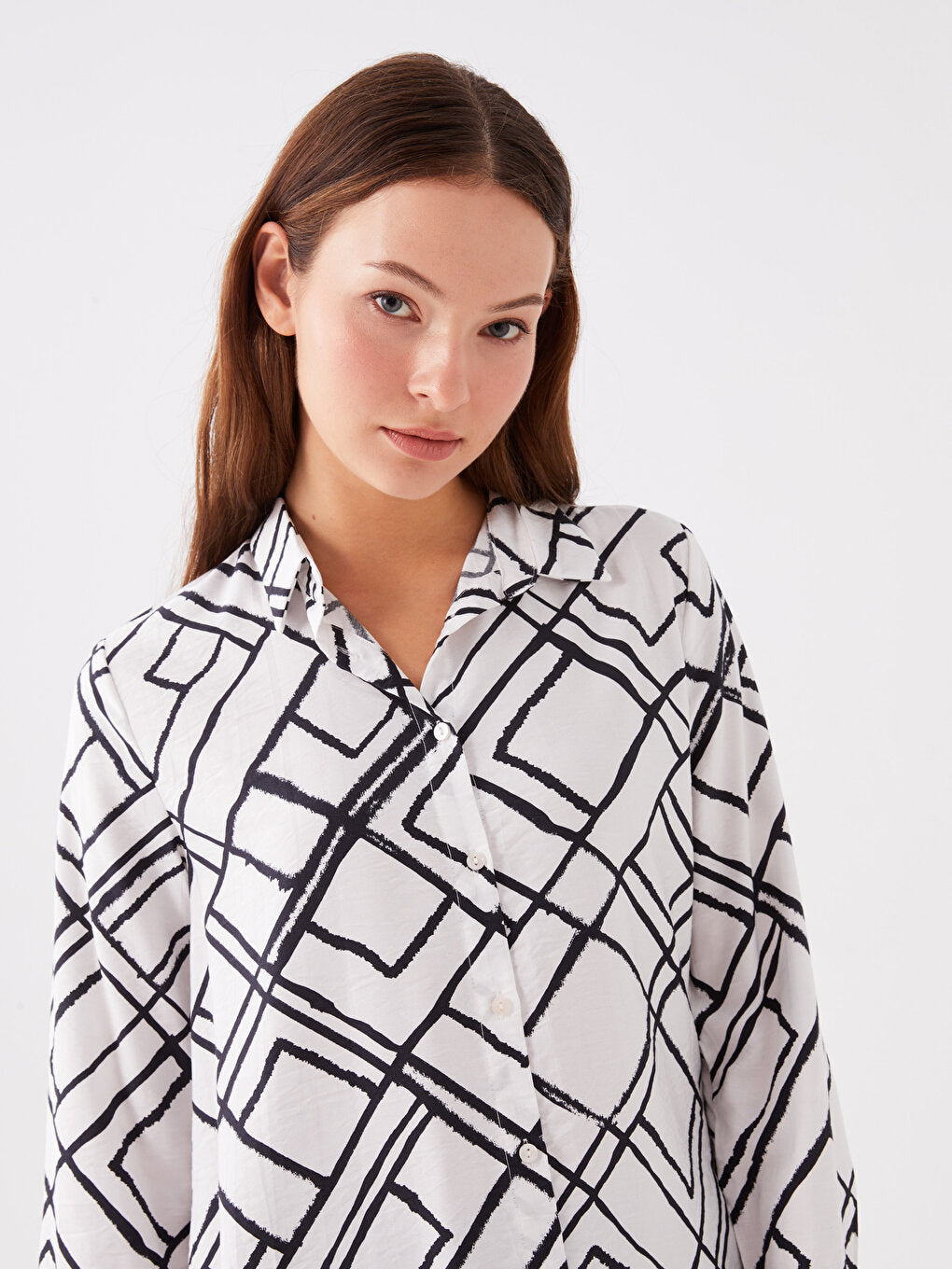 Patterned Long Sleeve Women's Shirt Tunic