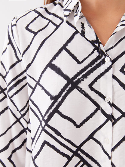 Patterned Long Sleeve Women's Shirt Tunic