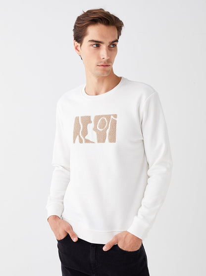 Crew Neck Long Sleeve Printed Men's Sweatshirt