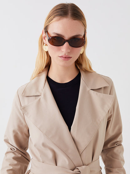 Jacket Collar Plain Long Sleeve Women's Trench Coat