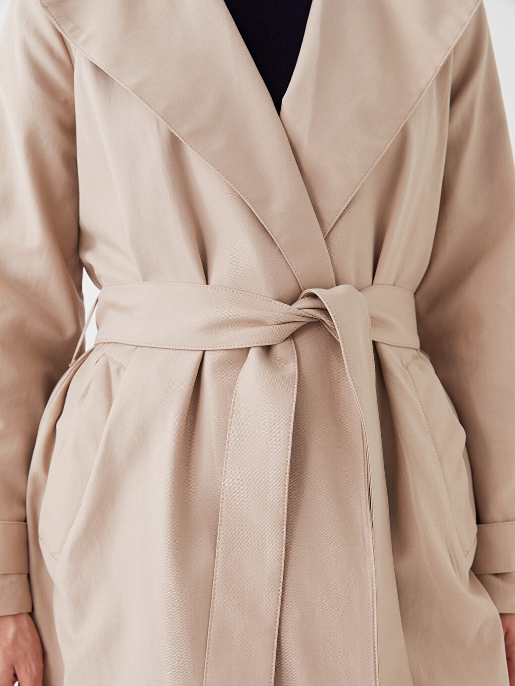 Jacket Collar Plain Long Sleeve Women's Trench Coat