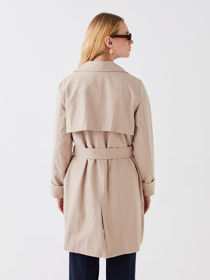 Jacket Collar Plain Long Sleeve Women's Trench Coat