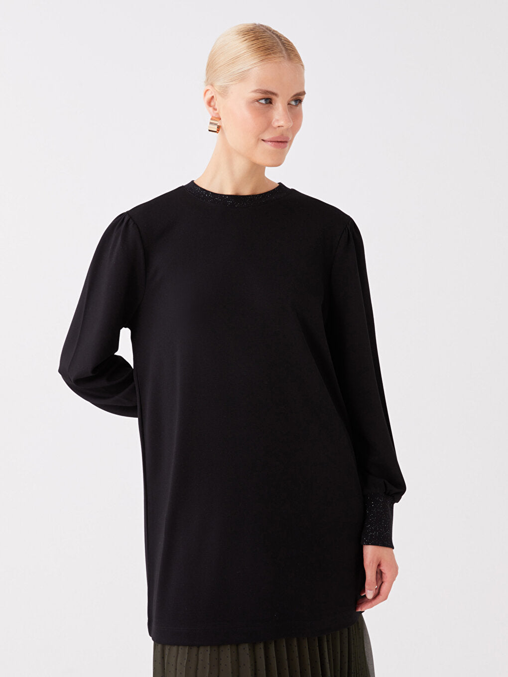 Crew Neck Plain Long Sleeve Women's Tunic