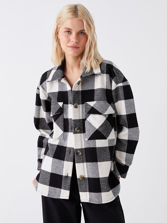 Plaid Long Sleeve Oversize Women's Shirt Jacket