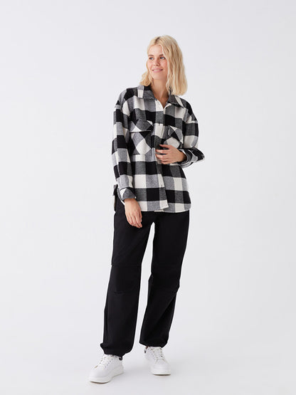 Plaid Long Sleeve Oversize Women's Shirt Jacket