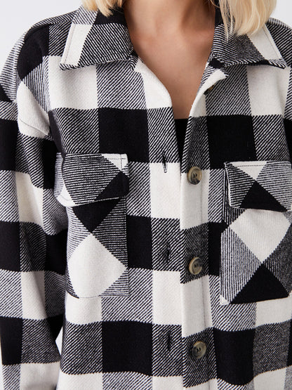 Plaid Long Sleeve Oversize Women's Shirt Jacket