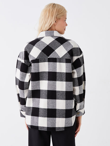 Plaid Long Sleeve Oversize Women's Shirt Jacket