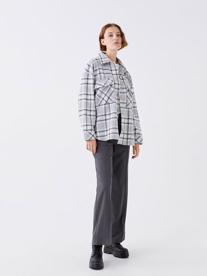 Plaid Long Sleeve Oversize Women's Shirt Jacket