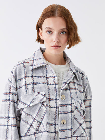 Plaid Long Sleeve Oversize Women's Shirt Jacket