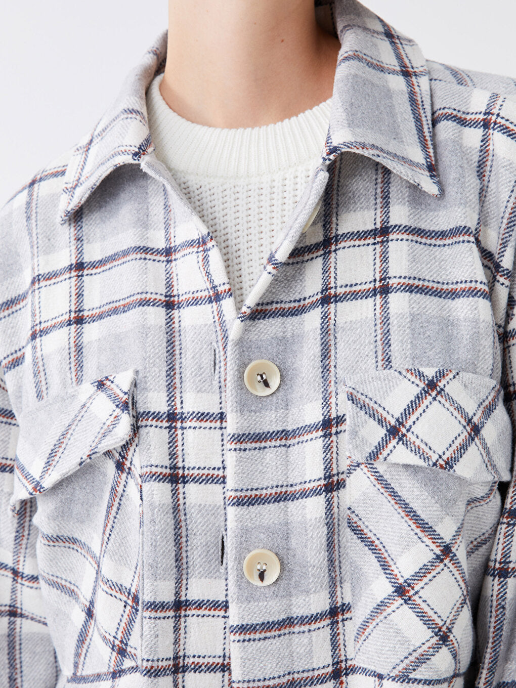 Plaid Long Sleeve Oversize Women's Shirt Jacket