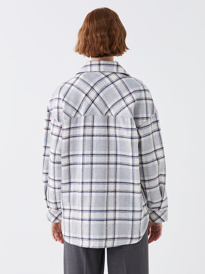 Plaid Long Sleeve Oversize Women's Shirt Jacket