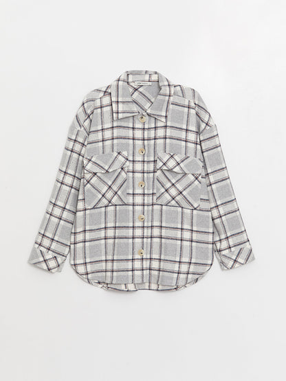 Plaid Long Sleeve Oversize Women's Shirt Jacket