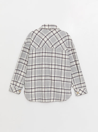 Plaid Long Sleeve Oversize Women's Shirt Jacket