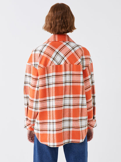 Plaid Long Sleeve Oversize Women's Shirt Jacket