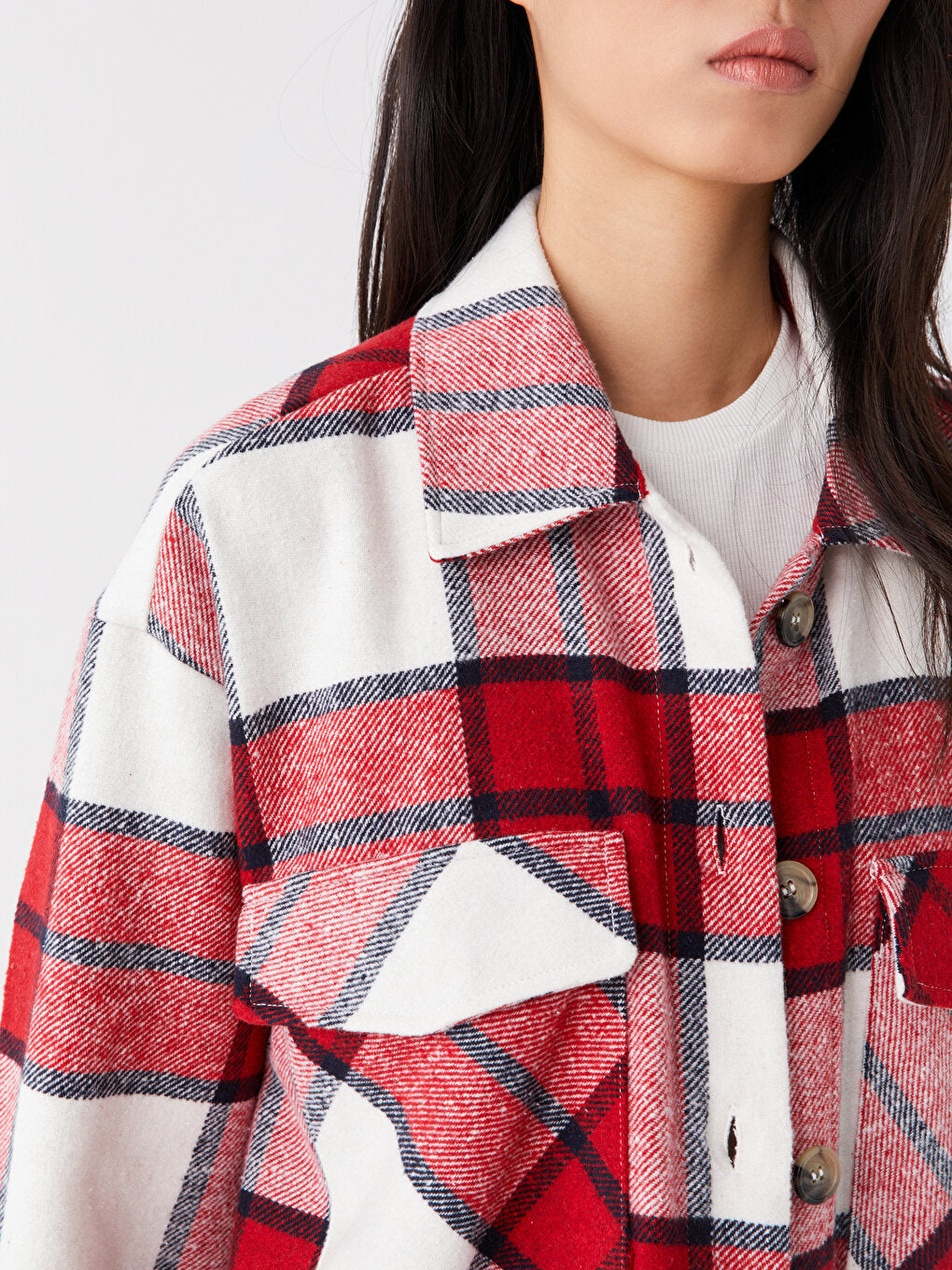 Plaid Long Sleeve Oversize Women's Shirt Jacket