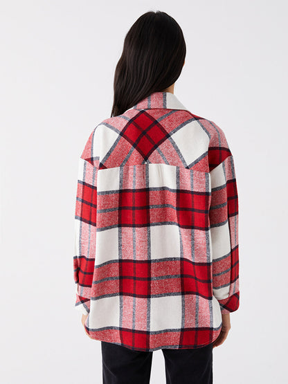 Plaid Long Sleeve Oversize Women's Shirt Jacket