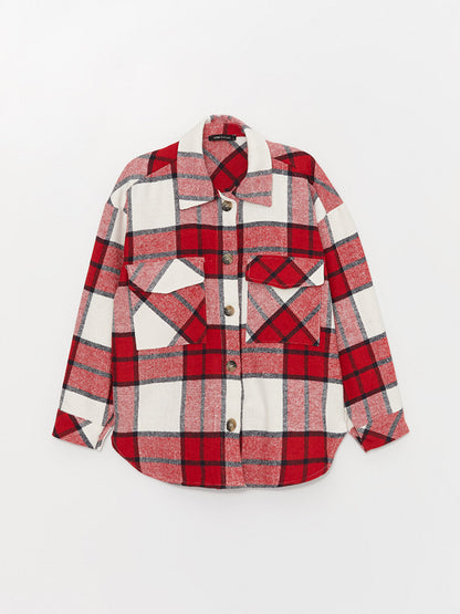 Plaid Long Sleeve Oversize Women's Shirt Jacket