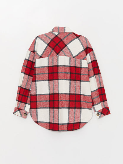 Plaid Long Sleeve Oversize Women's Shirt Jacket