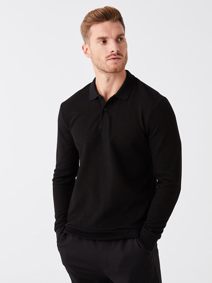 Polo Neck Long Sleeve Men's Sweatshirt