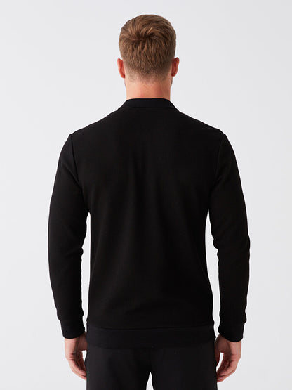 Polo Neck Long Sleeve Men's Sweatshirt