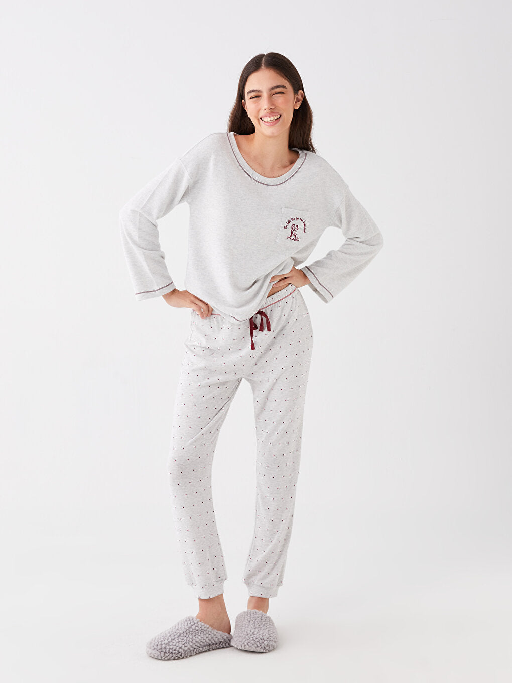 Polka Dot Women's Jogger Pajama Bottom with Elastic Waist