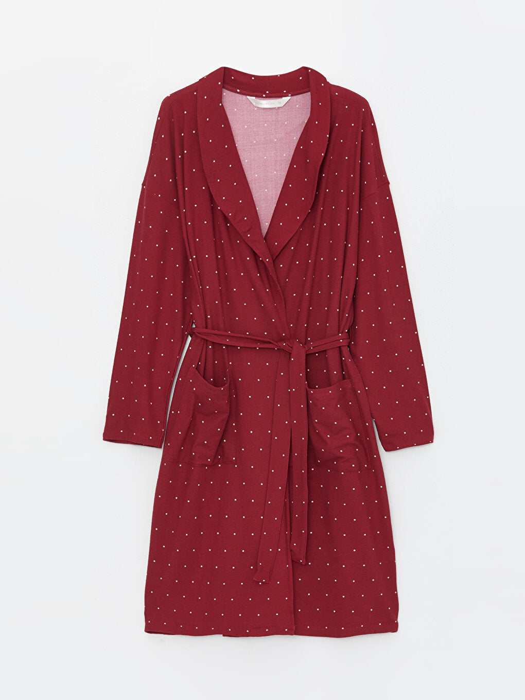 Shawl Collar Polka Dot Long Sleeve Women's Dressing Gown