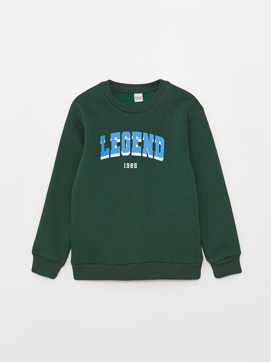 Crew Neck Printed Long Sleeve Boy's Sweatshirt