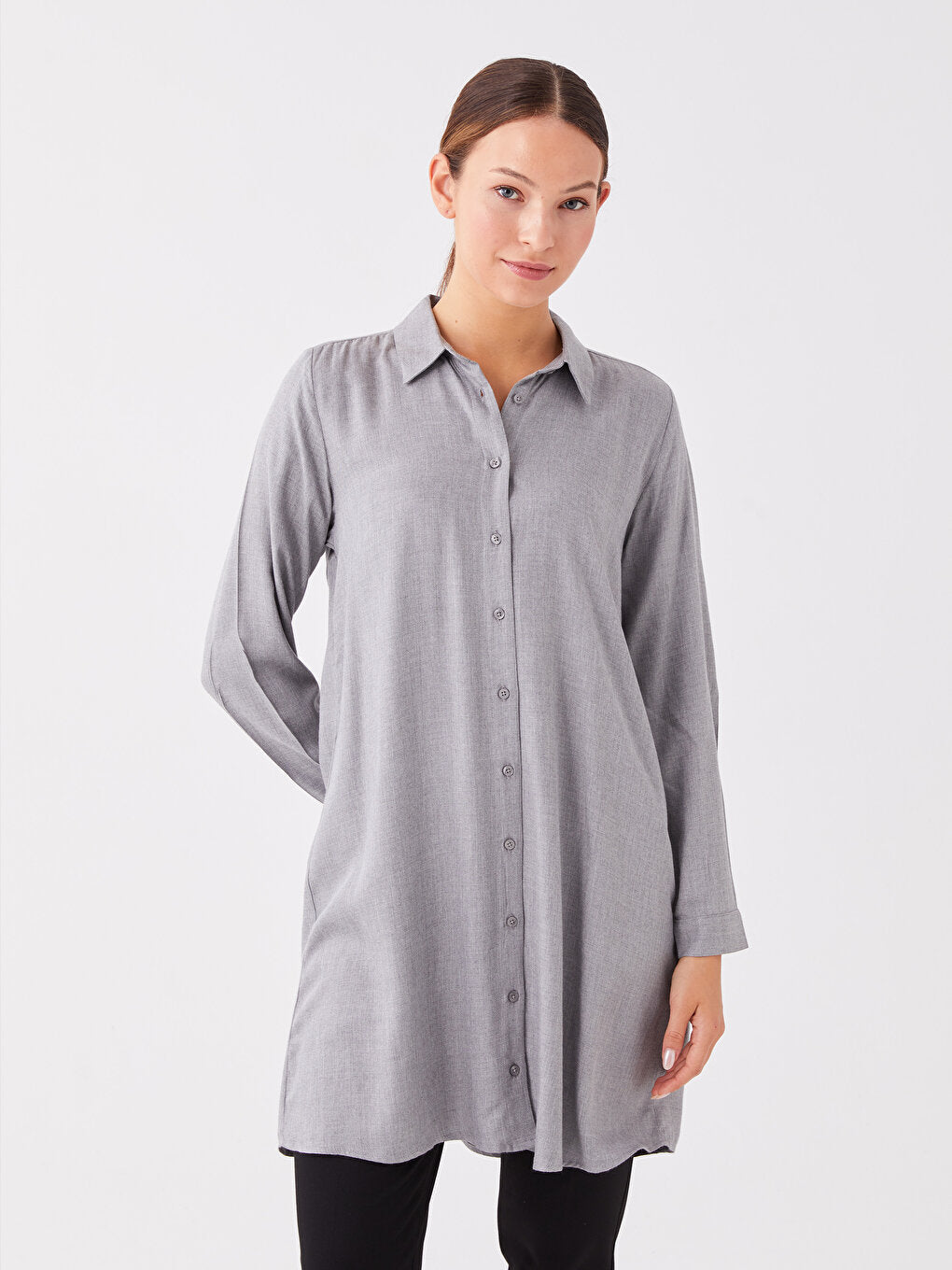 Plain Long Sleeve Women's Shirt Tunic