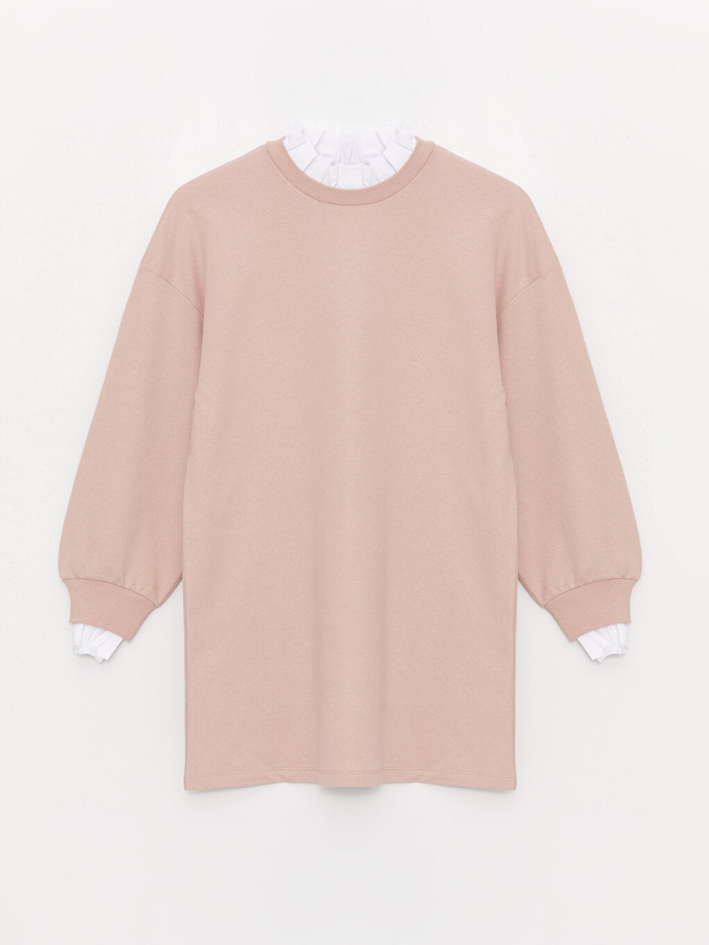 Crew Neck Plain Long Sleeve Women's Sweatshirt Tunic