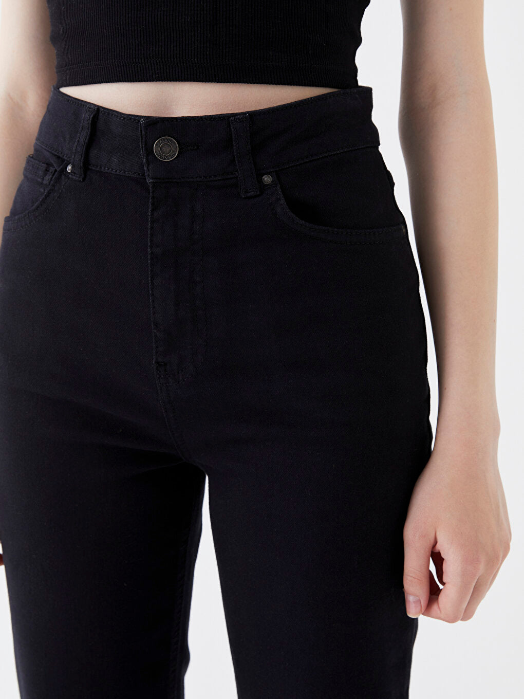 High Waist Straight Fit Women's Jean Trousers