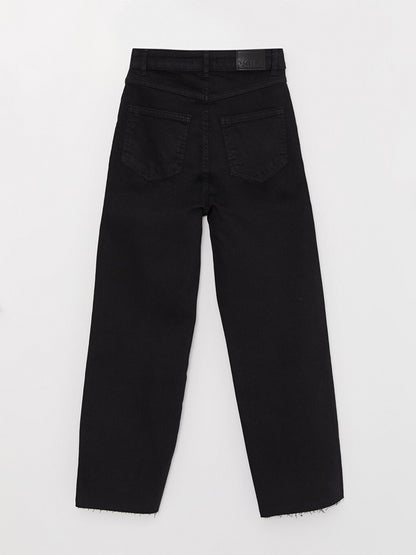 High Waist Straight Fit Women's Jean Trousers