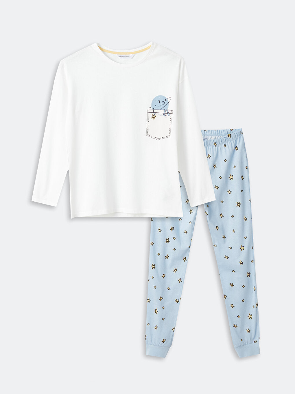 Crew Neck Printed Long Sleeve Women's Pajama Set