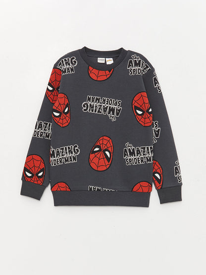 Crew Neck Spiderman Printed Long Sleeve Boy's Sweatshirt