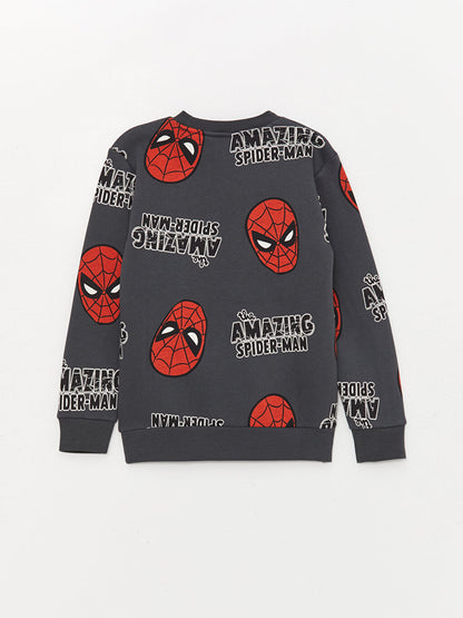 Crew Neck Spiderman Printed Long Sleeve Boy's Sweatshirt